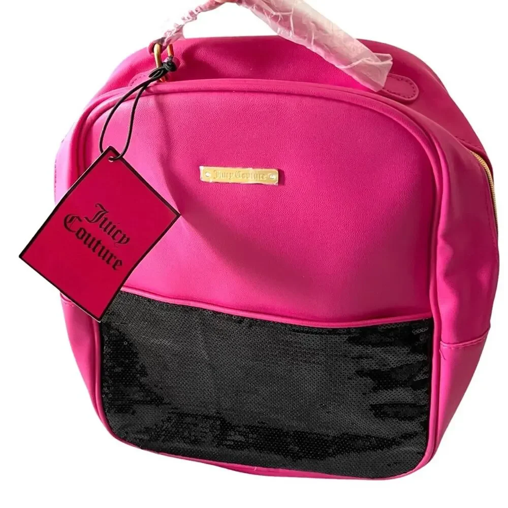 NEW JUICY COUTURE Hot Pink & Black Sequin Backpack Bag FAST SHIPPING NWT 1507-57